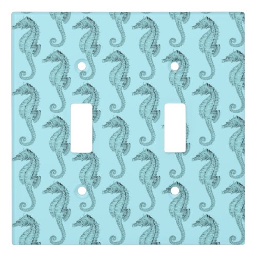 Azure Seahorses Light Switch Cover