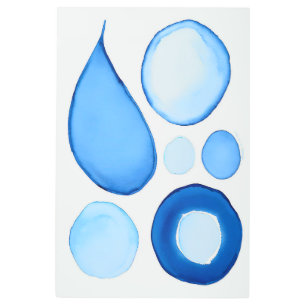 Azure Serene Curves Abstract    Metal Print