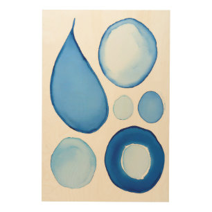 Azure Serene Curves Abstract Wood Wall Art