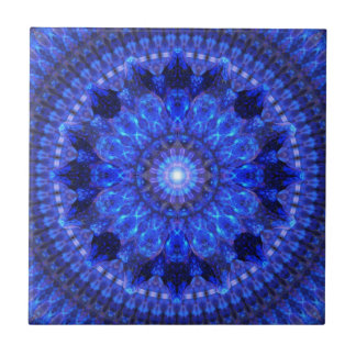 Azure Shield Mandala Ceramic Tile