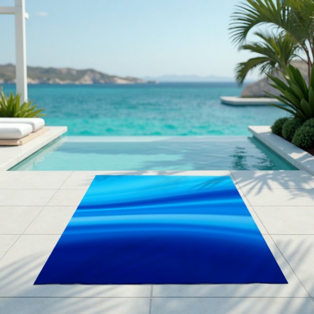Azure Shift - Dynamic Blue Wave Gradient Beach Towel (Azure Shift Towel. Wrap yourself in the tranquil, fluid energy of dynamic ocean waves.)