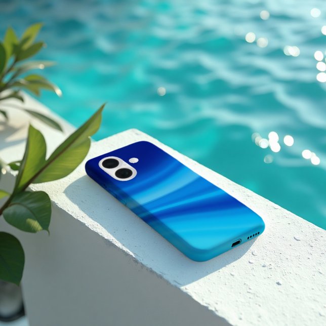 Azure Shift - Dynamic Blue Wave Gradient Iphone Case (Azure Shift Case. Protective flow of deep ocean blues for a sophisticated, modern device.)