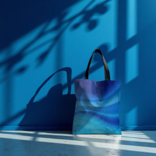 Azure Shift - Dynamic Blue Wave Gradient Tote Bag