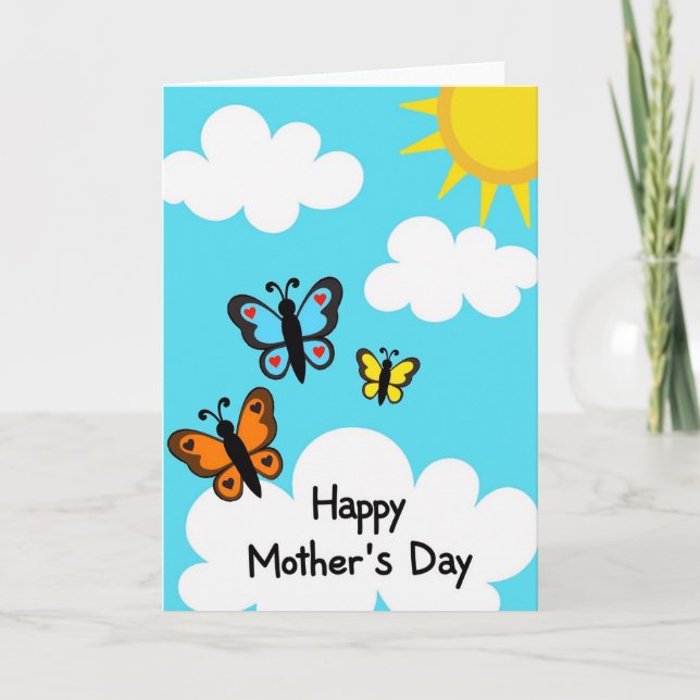 Azure Sky Mothers Day Wings Card (Front)