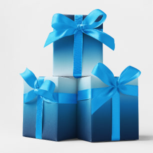 Azure Sky to Ocean Blue Ombre Wrapping Paper Sheets