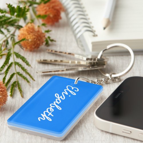 Azure Solid Color Customize It Keychain