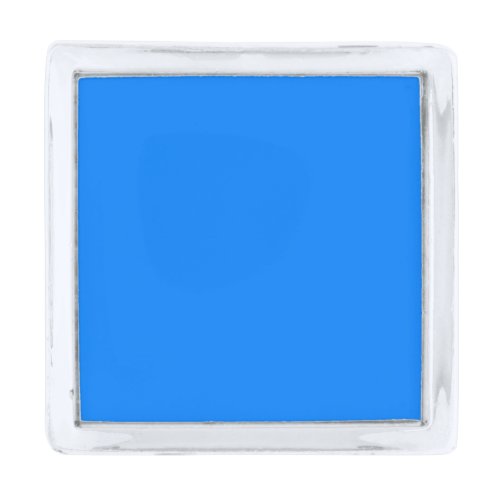 Azure solid color  silver finish lapel pin