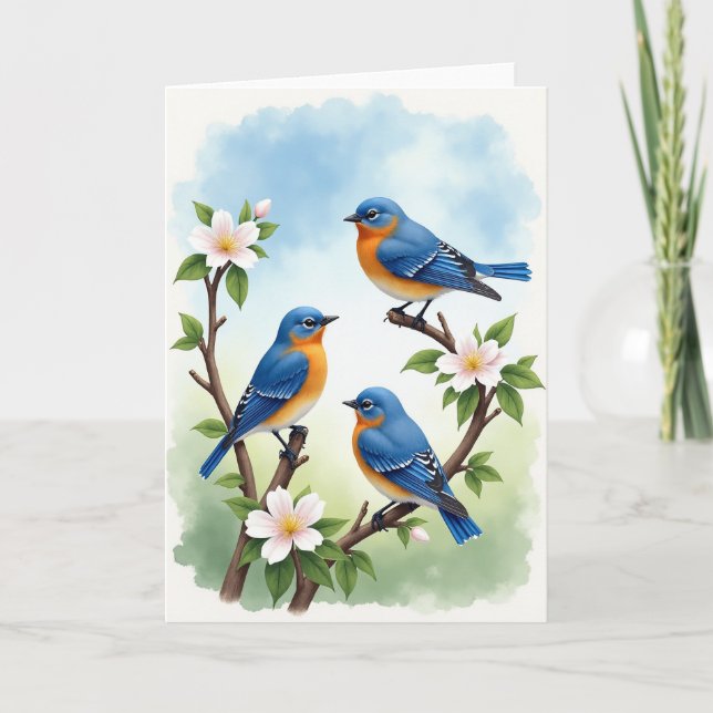 Azure Songbird Mothers Day Card (Front)