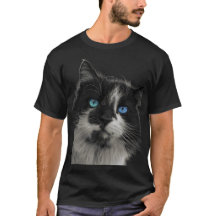 Azure Soul Black Cat Blue Eyes T-Shirt