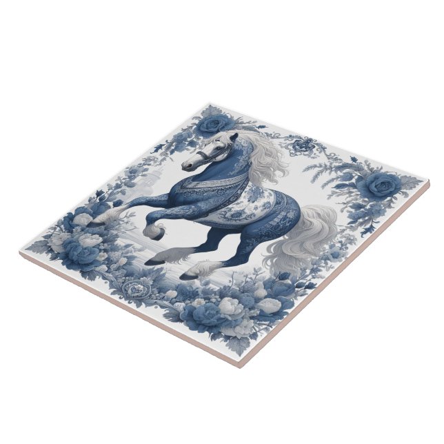 Azure Steed: Floral Majesty Tile (Side)