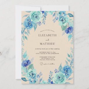 Azure Teal Petal Wedding Invitation