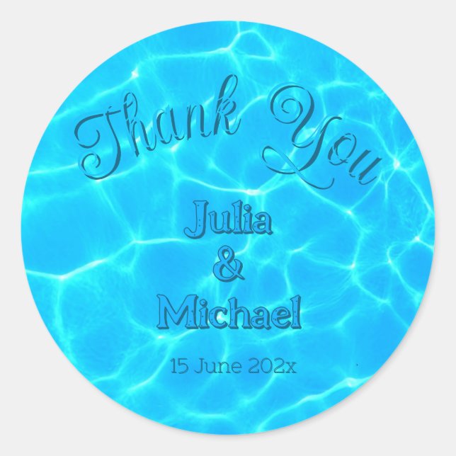  Azure Turquoise Bleu Water Reflection Minimalism Classic Round Sticker (Front)