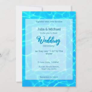 Azure Turquoise Bleu Water Reflection Minimalism Invitation