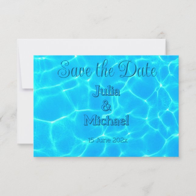  Azure Turquoise Bleu Water Reflection Minimalism Save The Date (Front)