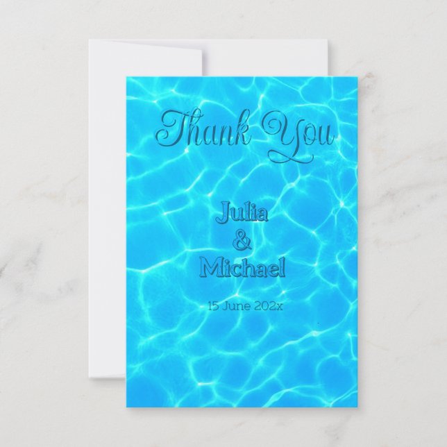  Azure Turquoise Bleu Water Reflection Minimalism Thank You Card (Front)