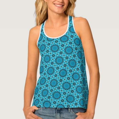 Azure Turquoise Mandalas Zen Tank Top