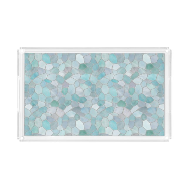Azure Verdigris Mosaic Acrylic Tray (Front)