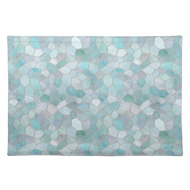 Azure Verdigris Mosaic Cloth Placemat (Front)
