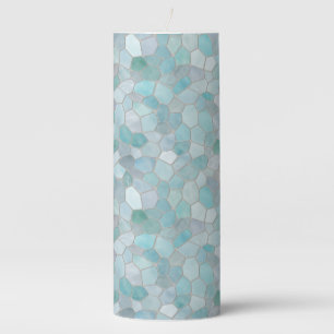 Azure Verdigris Mosaic Pillar Candle