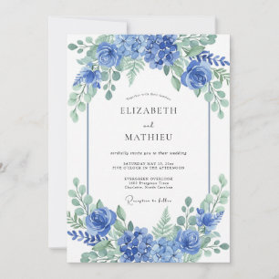 Azure Vivid Hydrangea Spring Wedding Invitation