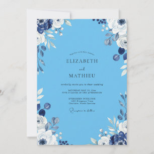 Azure White Petal Wedding Invitation