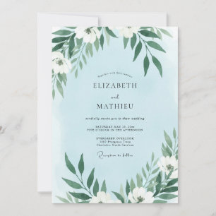 Azure White Vine Wedding Invitation
