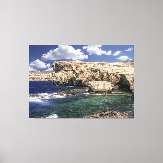 Azure Window Attraction In Gozo Island Canvas Print (Front)
