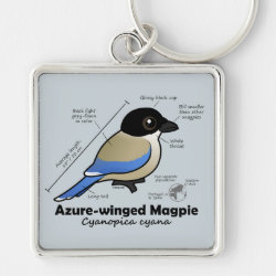 Azure-winged Magpie Statistics Premium Square Keychain