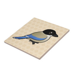 Azure-winged Magpie Small Ceremic Tile (4.25