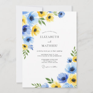 Azure Yellow Flourishing Spring Wedding Invitation