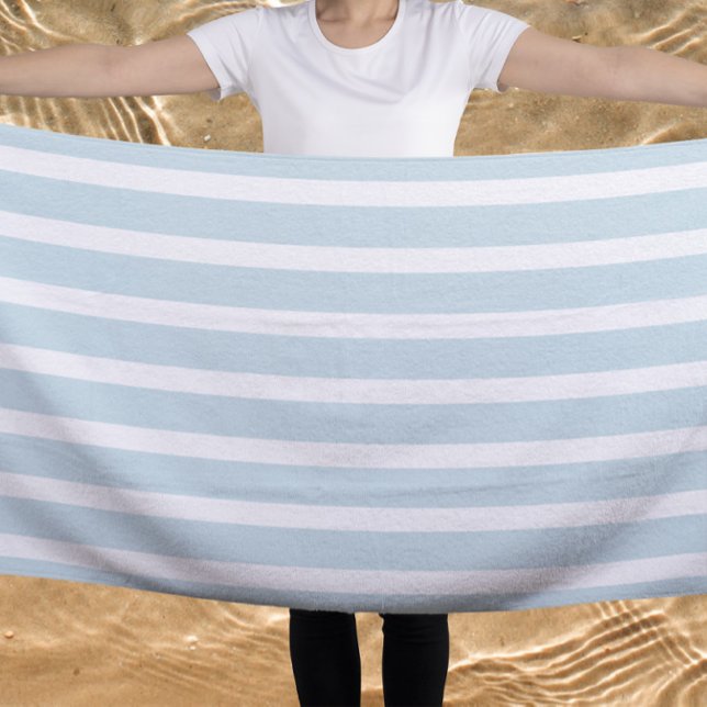 Azureish white  cabana stripes  beach towel (Creator Uploaded)