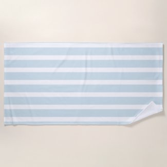 Azureish white  cabana stripes  - personalized  beach towel