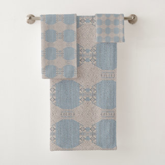 Azurévia Lace – Powder Blue & Ivory Geometric Bath Towel Set