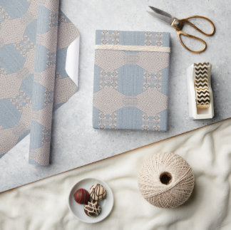 Azurévia Lace – Powder Blue & Ivory Geometric Plac Wrapping Paper