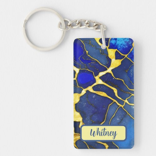 Azurite and Gold Inspired Keychain 02