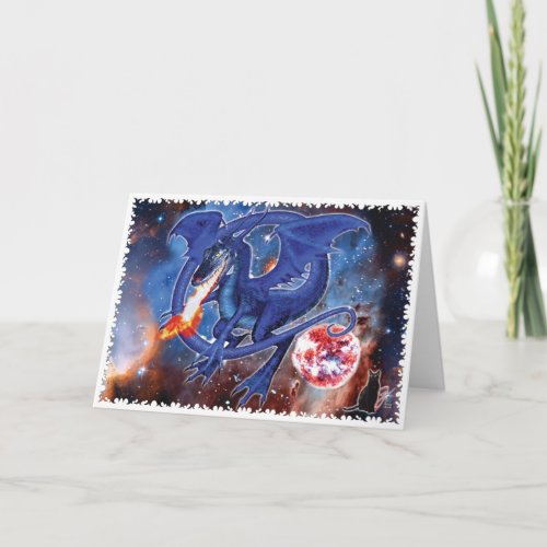 Azurite Cosmic Dragon Greeting Card