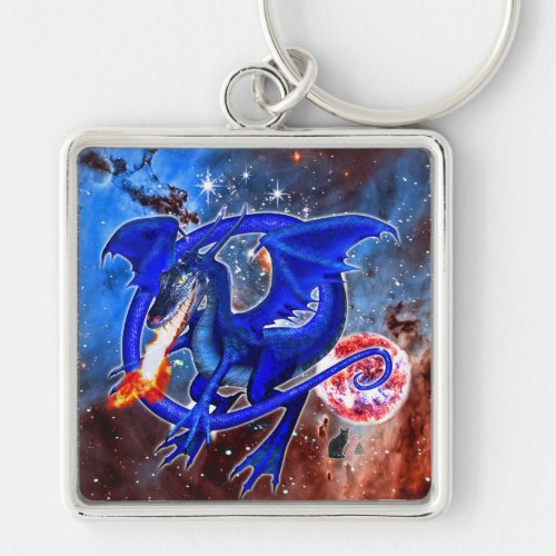 Azurite Cosmic Dragon  Keychain