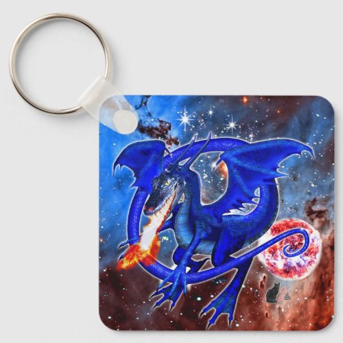 Azurite Cosmic Dragon  Keychain