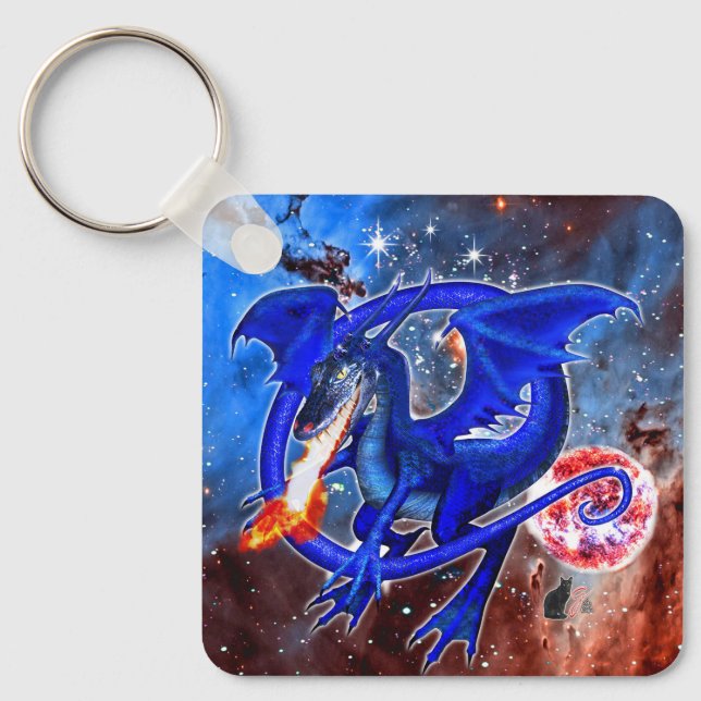 Azurite Cosmic Dragon  Keychain (Front)