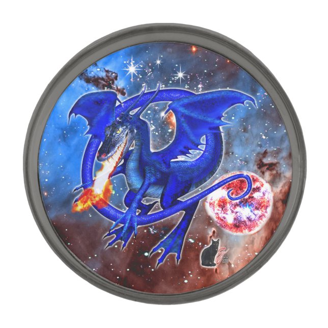 Azurite Cosmic Dragon Lapel Pin (Front)