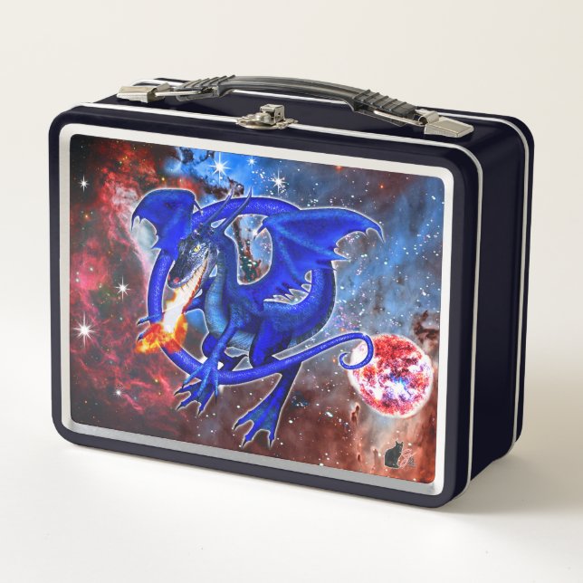 Azurite Cosmic Dragon  Metal Lunch Box (Front)