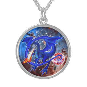Azurite Cosmic Dragon Sterling Silver Necklace