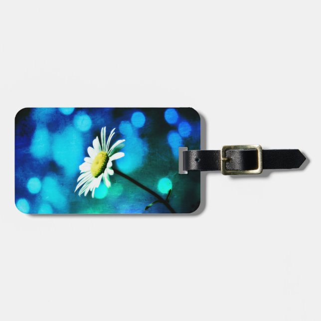 Azurite Malachite Daisy Luggage Tag (Front Horizontal)