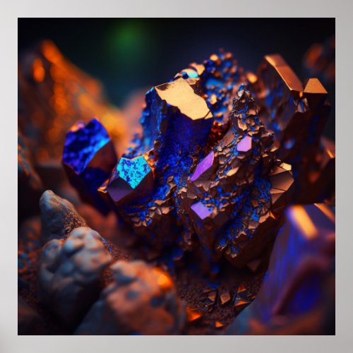 Azurite Mineral Macro Deep Blue Gemstone Poster