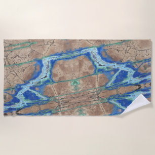 Azurite Stone Beige and Turquoise Beach Towel