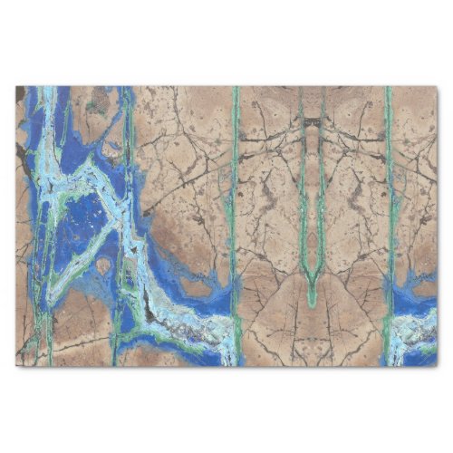 Azurite Stone  Beige and Turquoise Tissue Paper