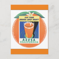 Azusa California Vintage Travel Poster