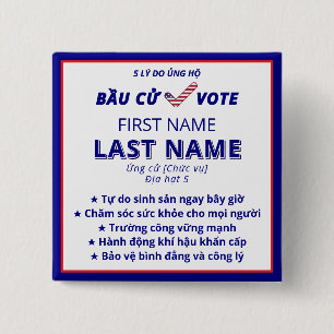 BẦU CỬ VOTE Vietnamese Bilingual Election Campaign Button