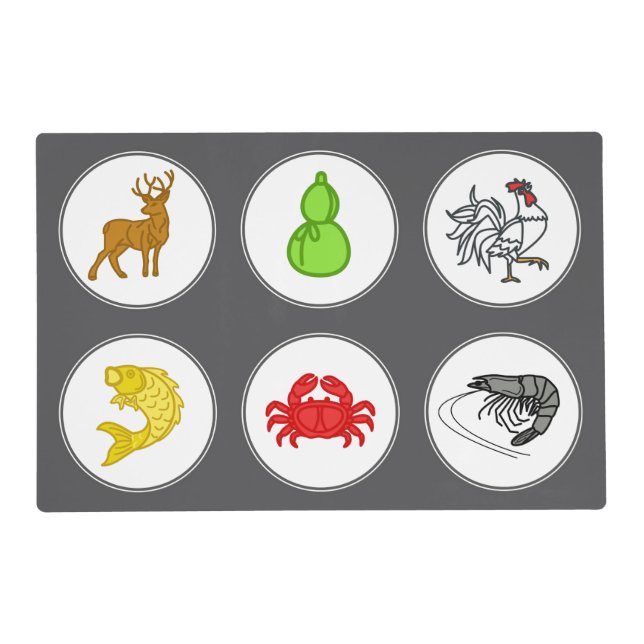 Bầu cua cá cọp Fish Prawn Crab Dark Gray Game Mat (Front)