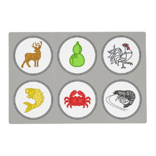 Bầu cua cá cọp - Fish Prawn Crab Game Mat   Gray